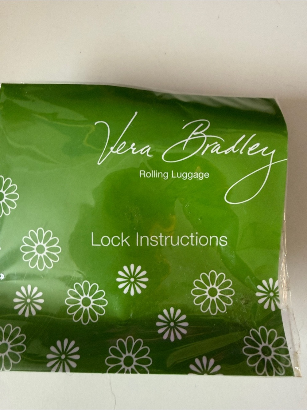 Vera Bradley Green Lock with Instructions Packet